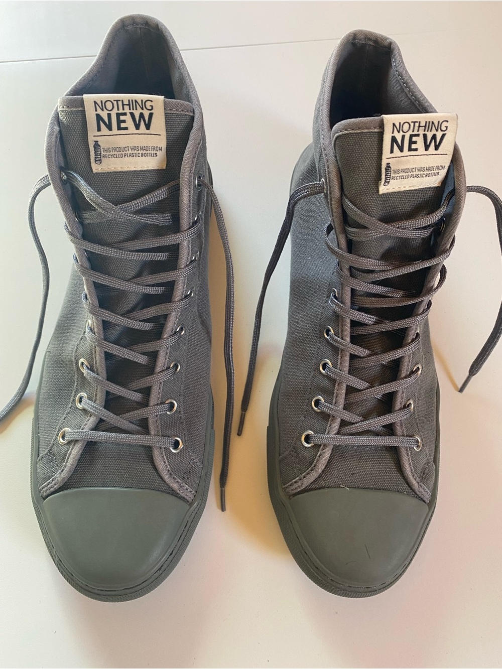 Nothing New Men’s Classic High-Top Canvas Sneakers in Charcoal Gray GUC 11M